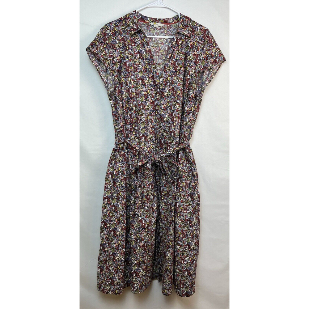 Boden Women's Size M. Multicolored Short Sleeve Button Front Paisley Print Dress